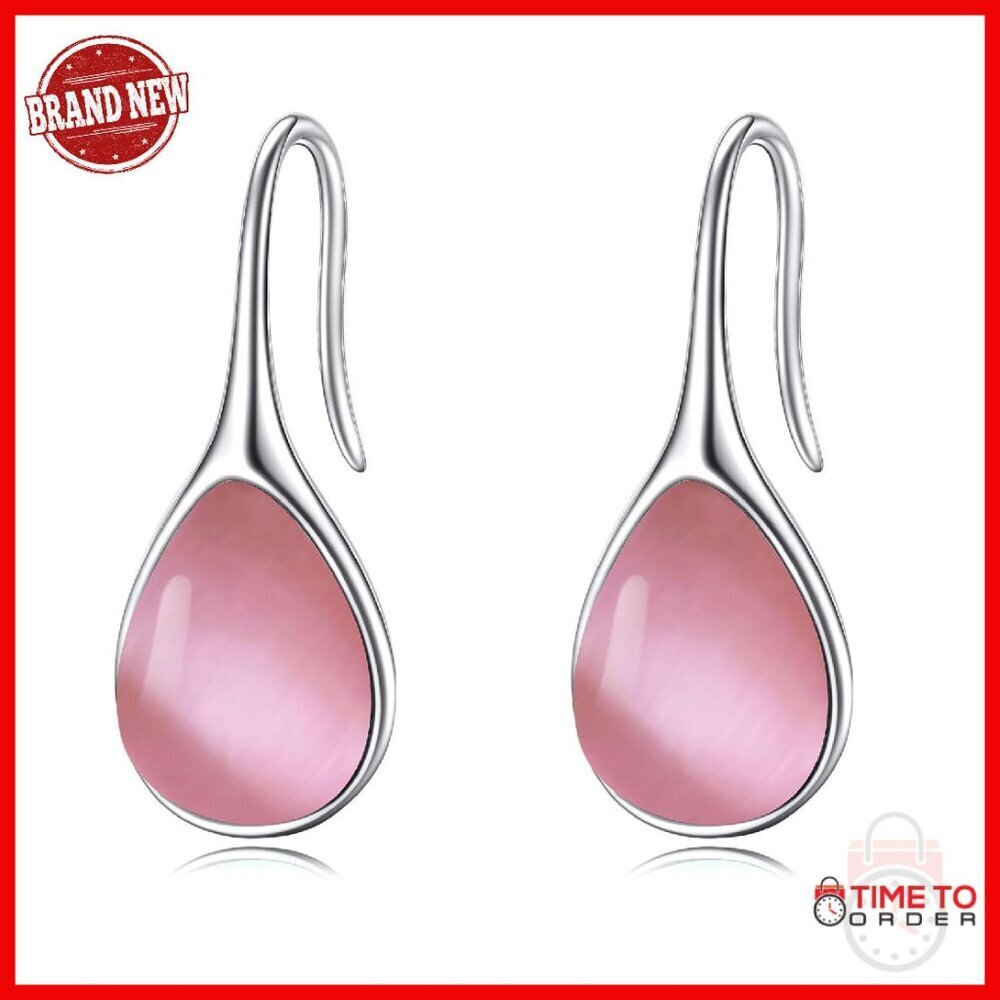 925 Sterling Silver Teardrop Earrings Pull-Through Dangle Elegant Gift